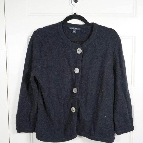 Banana Republic Sweater Womens Large Black Wool and Angora Rabbit Hair Cardigan - Picture 1 of 7